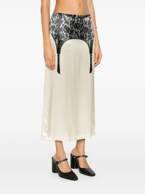 スカート Moschino Lingerie skirt Moschino lingerie-print Midi Skirt | White | FARFETCH ID