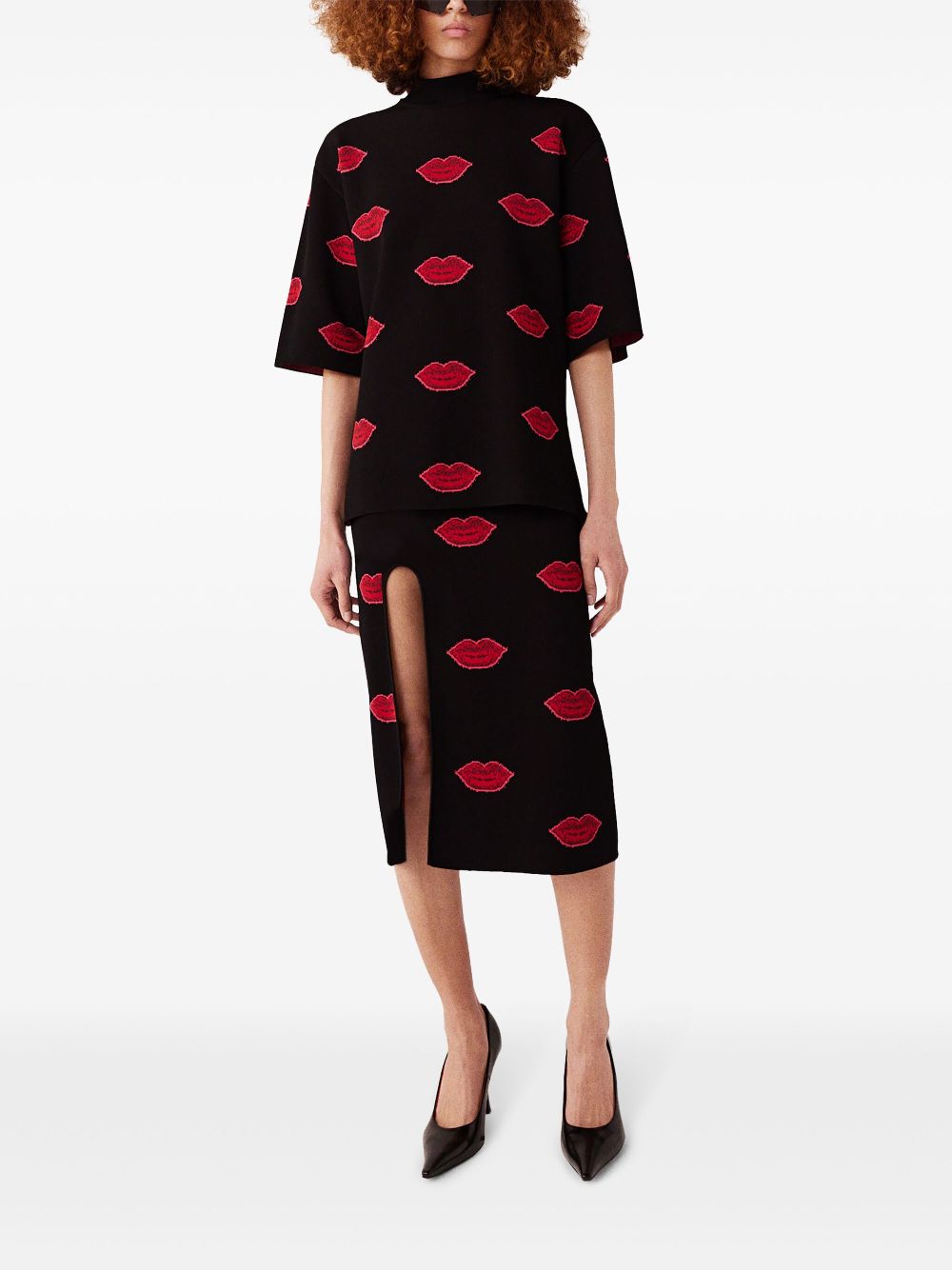 Stella McCartney Gebreide midi-jurk met print - Zwart