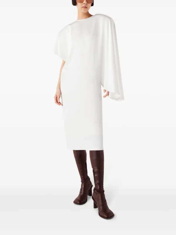 Stella McCartney padded-shoulder Asymmetric Midi Dress | White | FARFETCH
