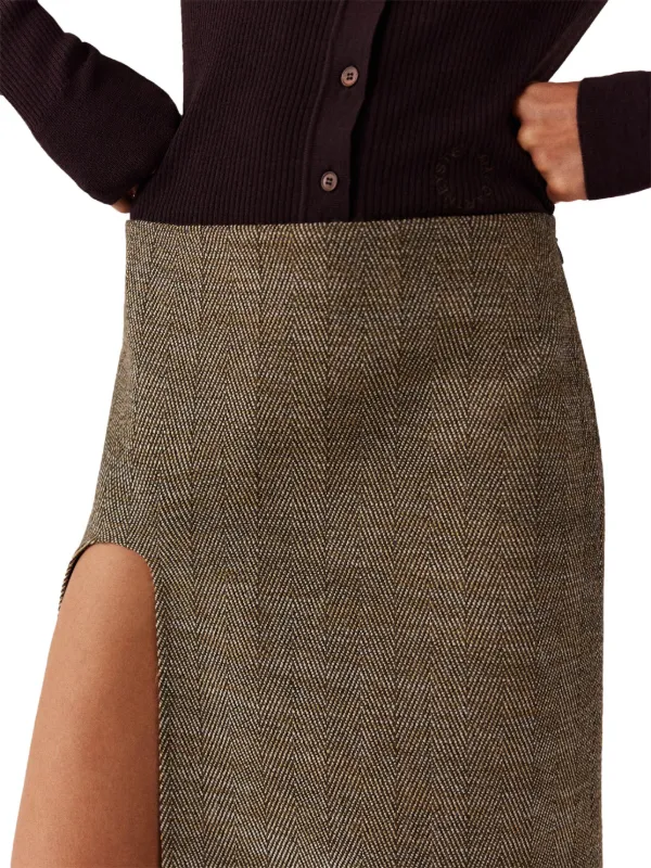スカート STELLA MCCARTNEY Slit tweed skirt Brown 6301203EJ701 Stella McCartney Brown Slit tweed skirt for Women Online USA