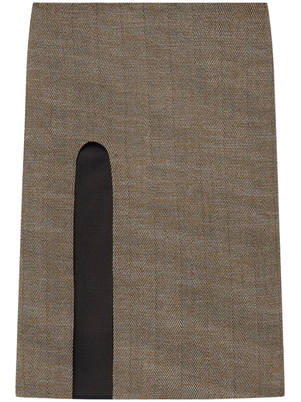 スカート STELLA MCCARTNEY Slit tweed skirt Brown 6301203EJ701 Stella McCartney Brown Slit tweed skirt for Women Online USA