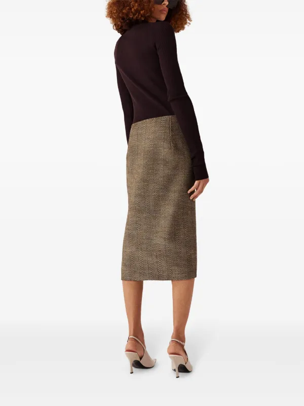 スカート STELLA MCCARTNEY Slit tweed skirt Brown 6301203EJ701 Stella McCartney Brown Slit tweed skirt for Women Online USA