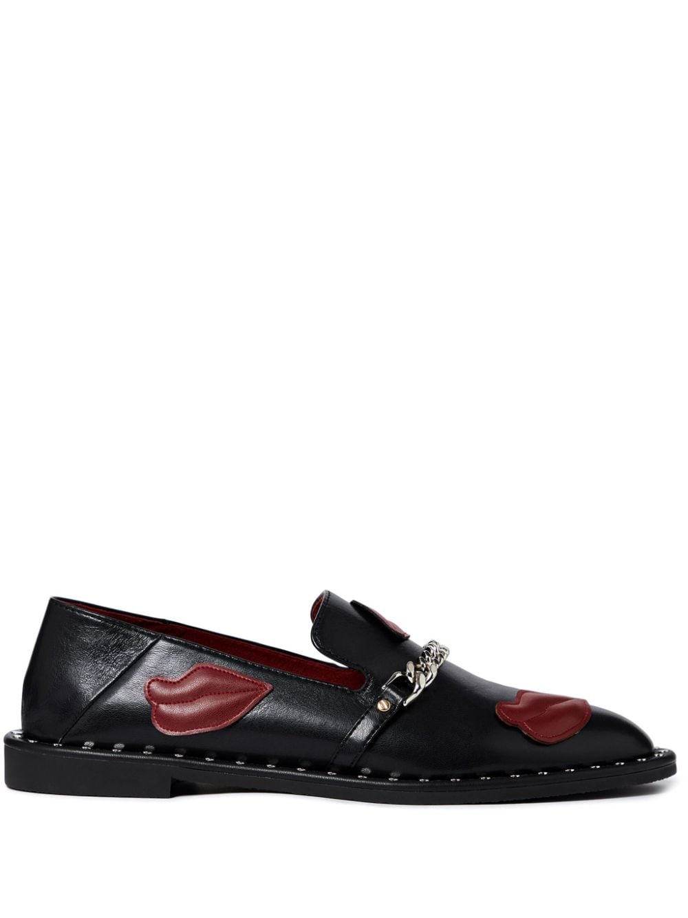 Stella McCartney Loafers verfraaid met ketting en lippenpatroon Zwart