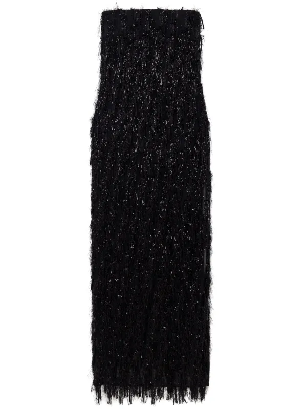 STELLA MCCARTNEY★素敵！BLACK SLEEVELESS LONG FRINGED DRESS Stella Mccartney Women's Sleeveless A Line Fringe Midi Dress