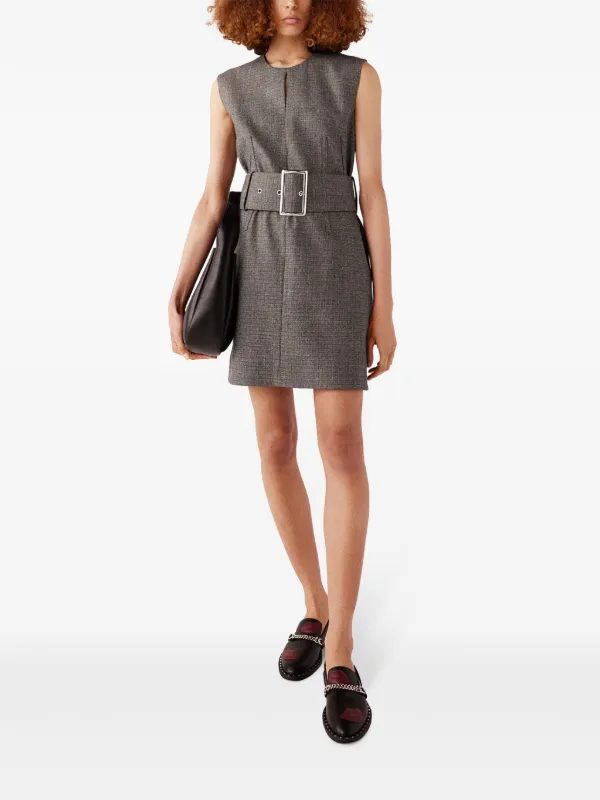 Stella McCartney Sleeveless Belted Mini Dress | Grey | FARFETCH