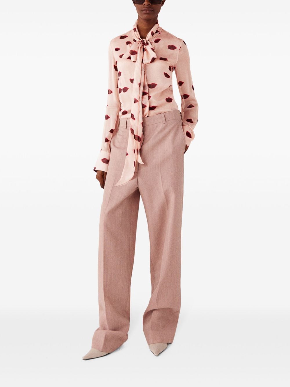 Stella McCartney lips-print silk blouse - Roze