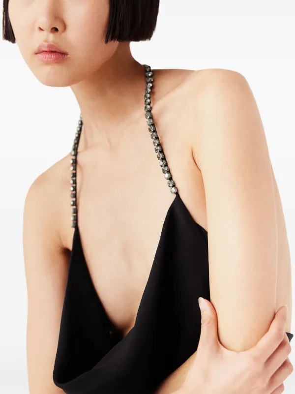 【Stella McCartney】ホルターネックミディドレス Stella McCartney ビジュートリム ホルターネックドレス