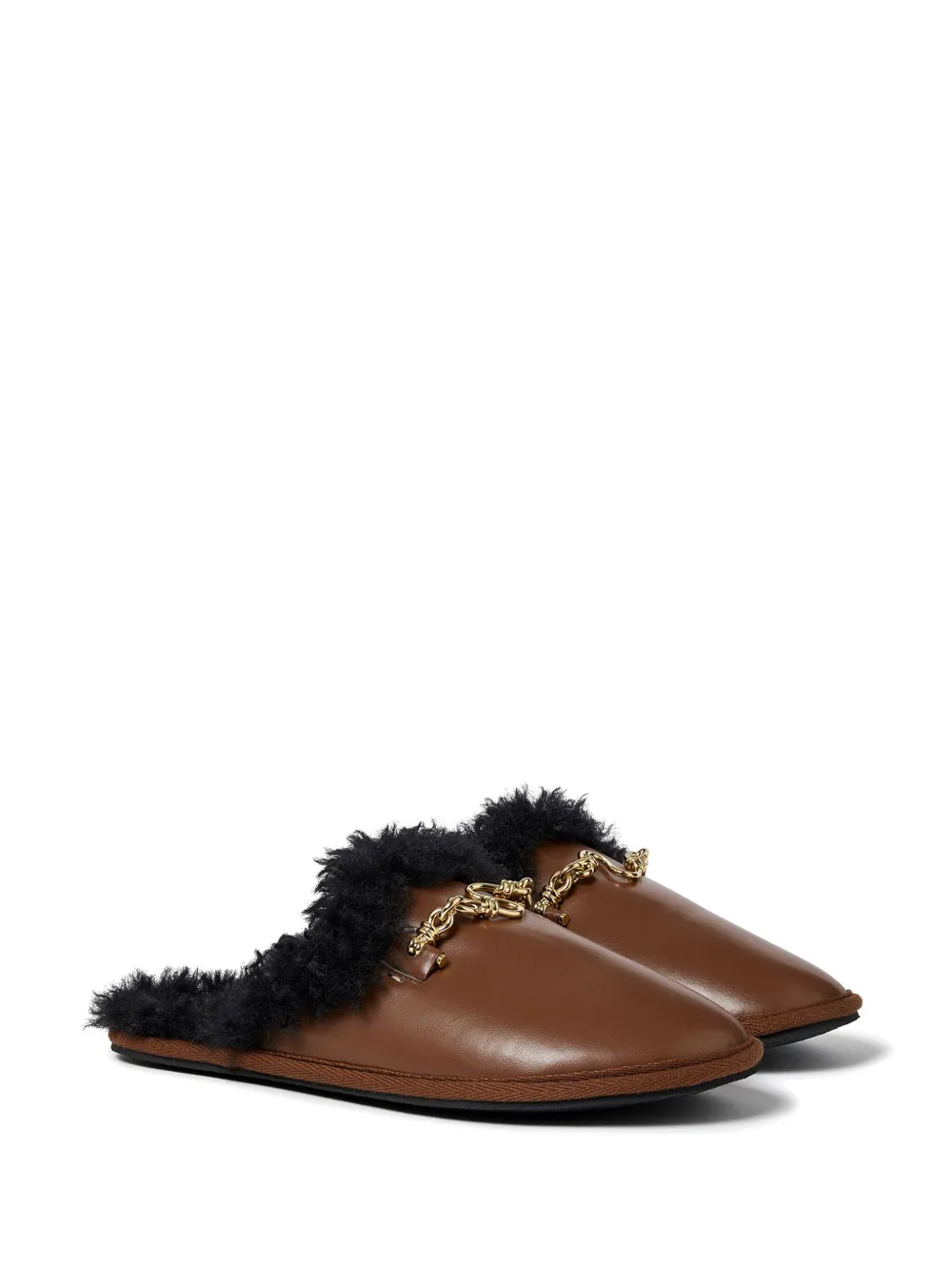 Stella McCartney Slippers met logoplakkaat - Bruin