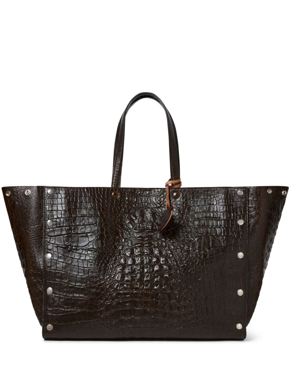 Shop Stella Mccartney Large Studs Tote Bag In Brown