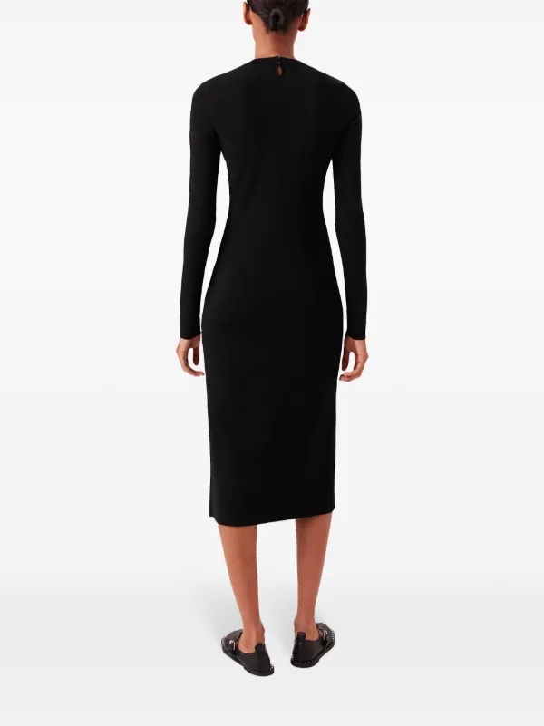 thigh split dress long sleeve Sheath wedding dress with a thigh-high slit and long sleeves