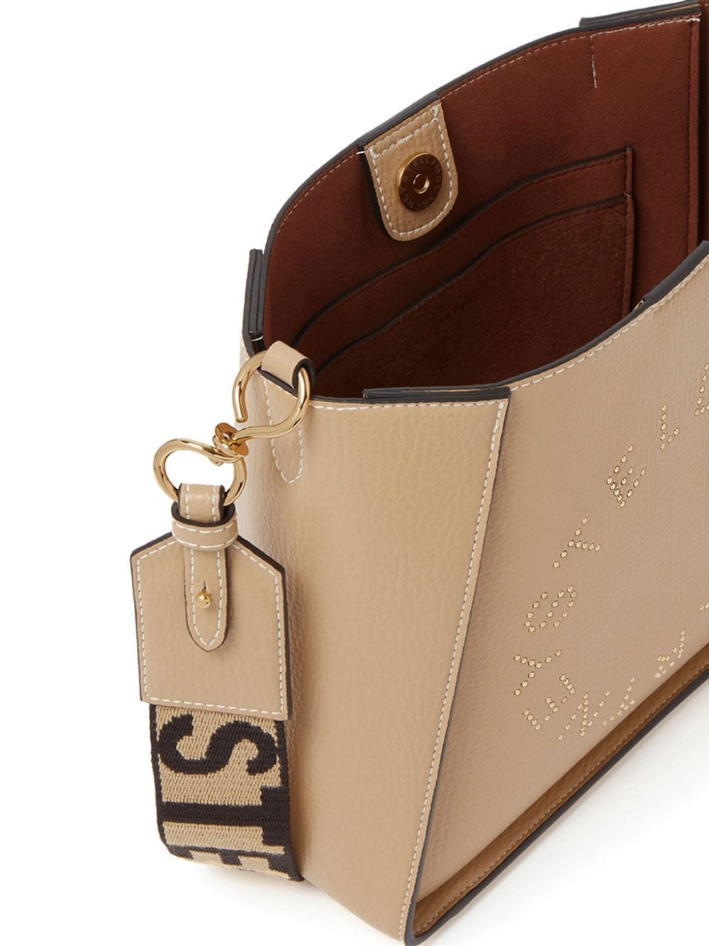 Shop Stella Mccartney Logo Shoulder Bag In Neutrals