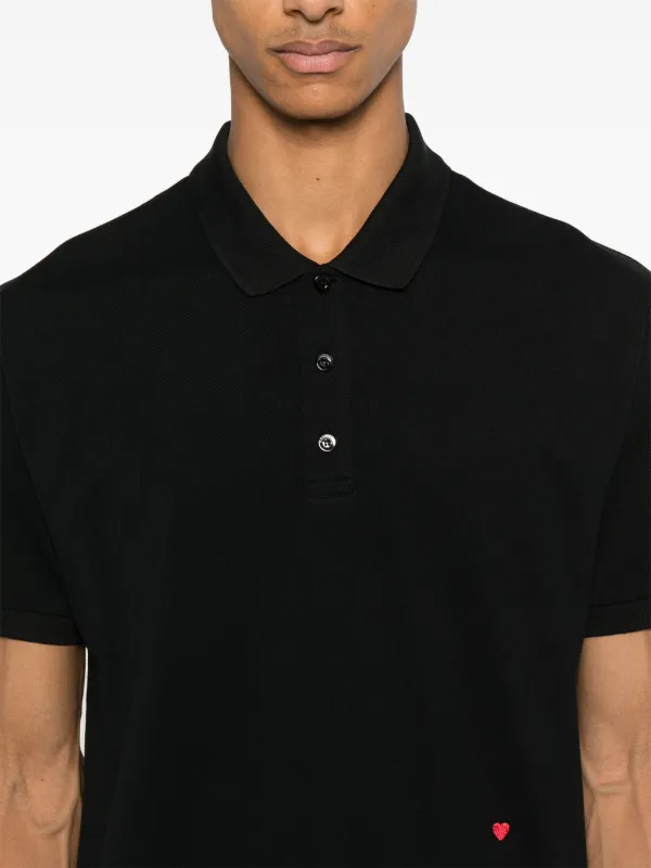 Moschino heart-embroidery Polo Shirt | Black | FARFETCH IN
