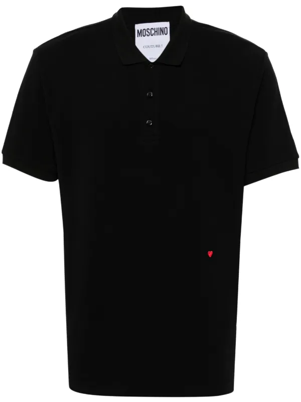 Moschino heart-embroidery Polo Shirt | Black | FARFETCH IN