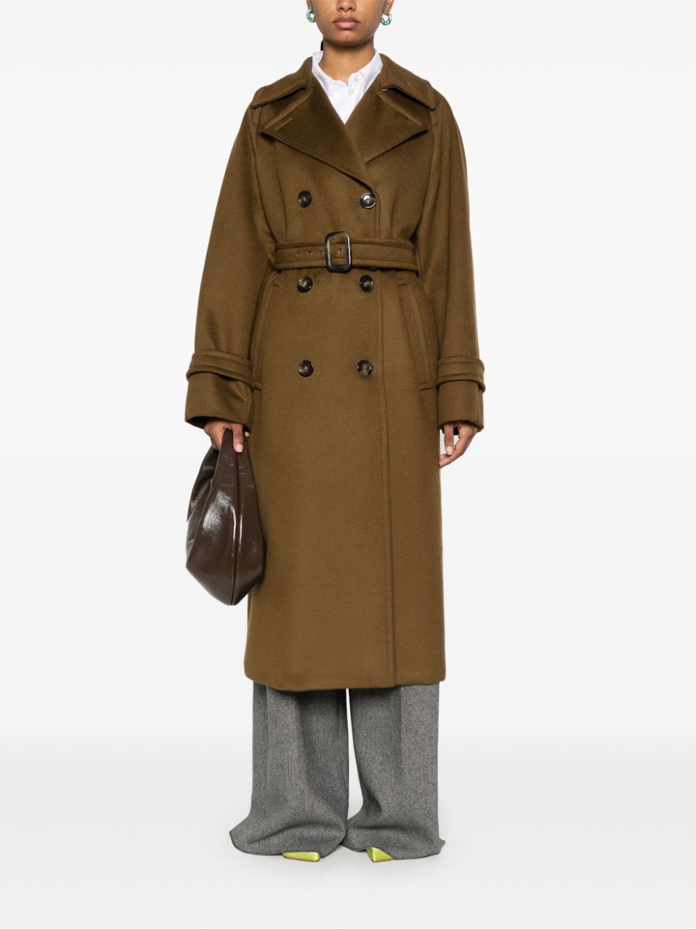 Shop Sportmax Leandro Double-breasted Coat In Green