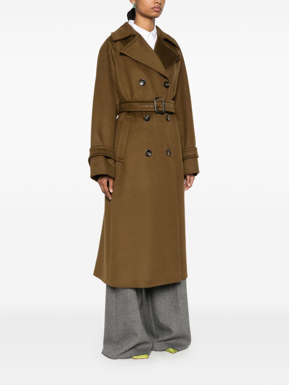 Shop Sportmax Leandro Double-breasted Coat In Green