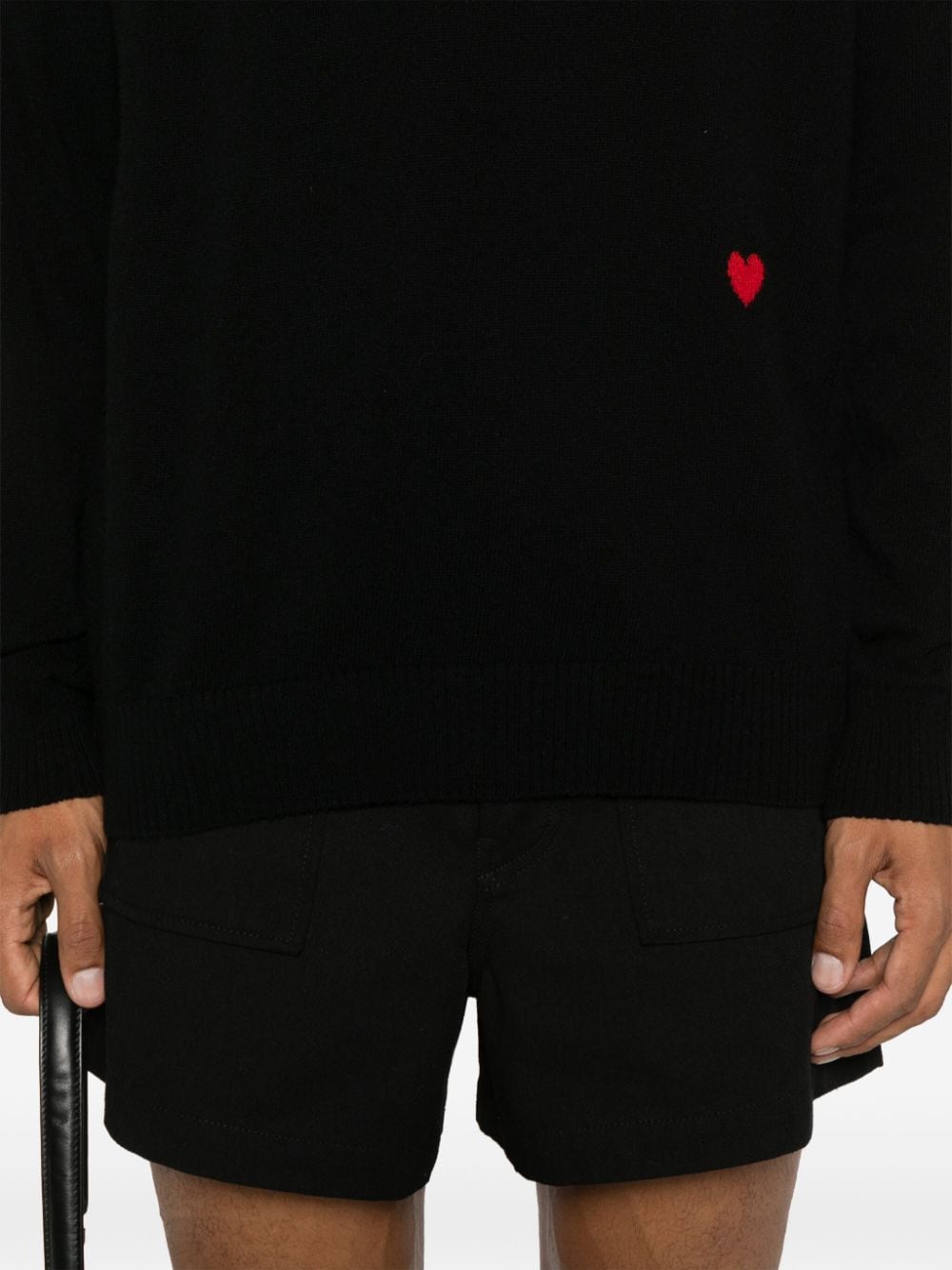 Shop Moschino Heart-intarsia Sweater In Black