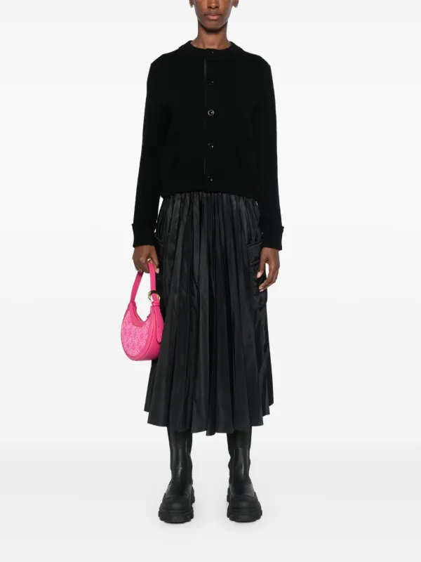 Sacai Pleated Midi Skirt | Black | FARFETCH