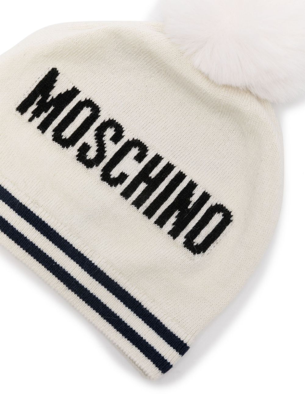 Moschino Kids Intarsia muts met logo - Beige