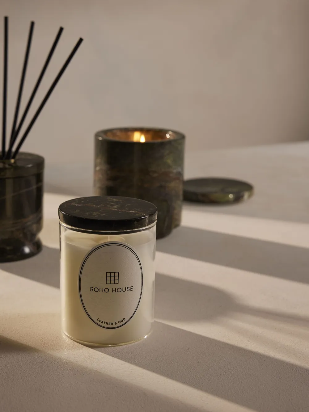 Soho Home Leather & Oud Forest Green Diffuser (150g) In Green