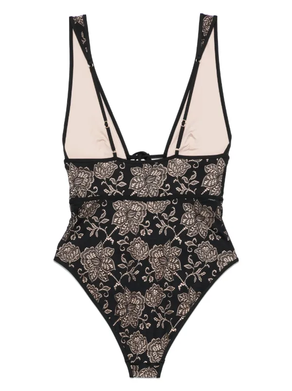 ★Zimmermann★ TALLOW レースプランジ ワンピース水着 black Tallow Lace Plunge 1PC Black Online | Zimmermann