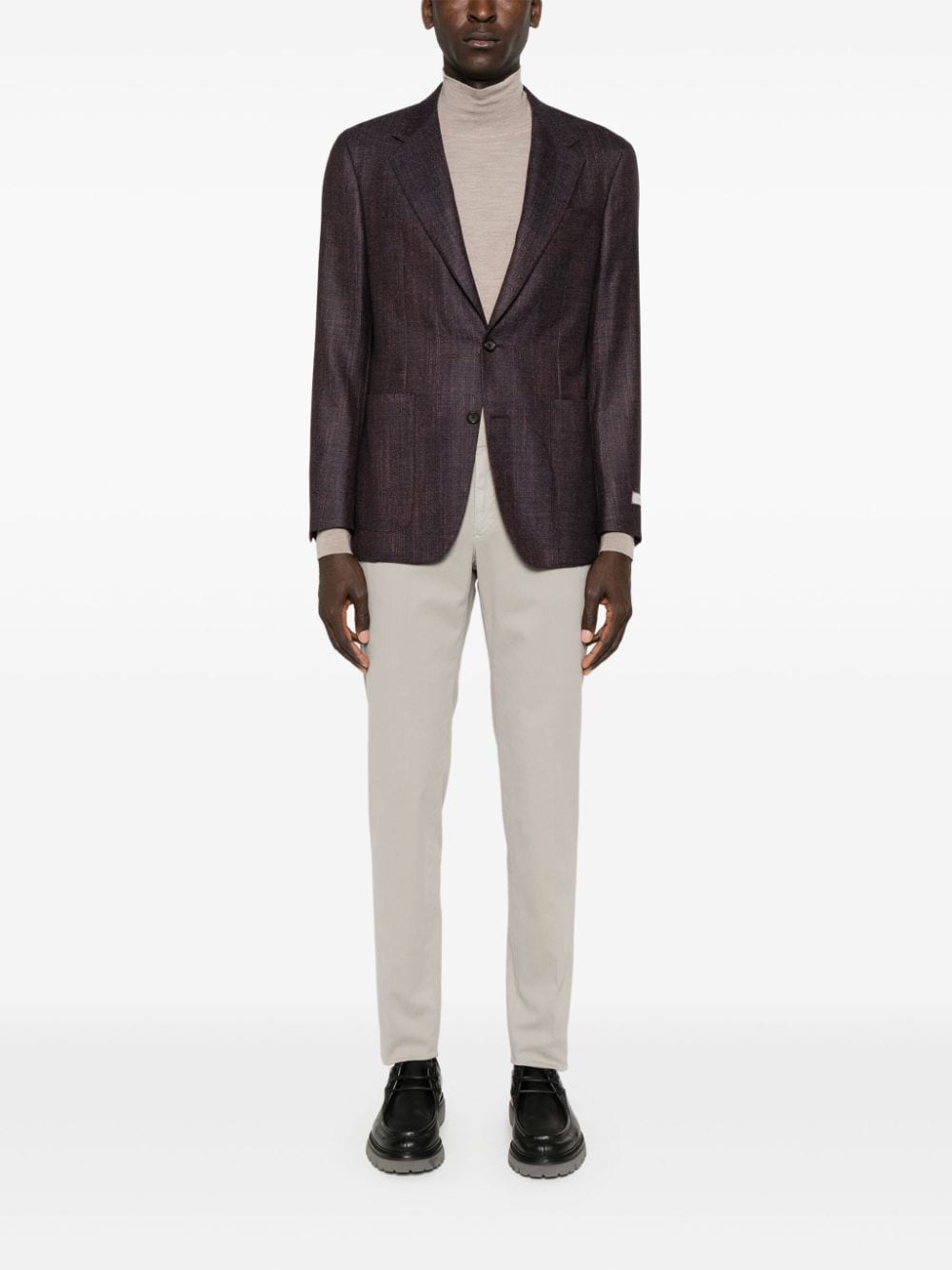 Shop Canali Herringbone Blazer In Purple