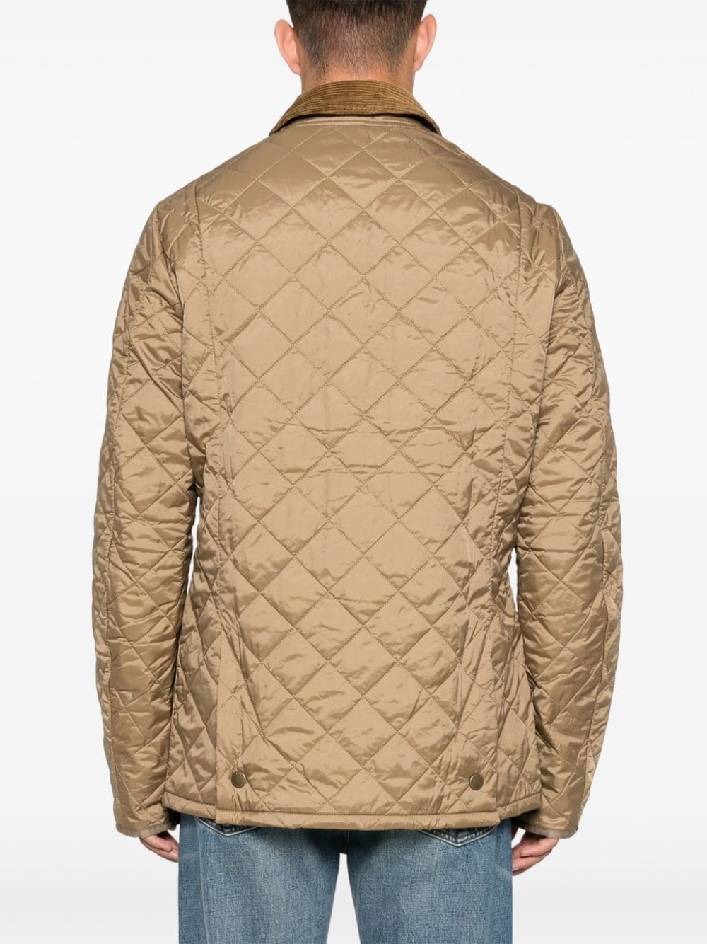 Shop Barbour Logo-embroidered Puffer Jacket In Neutrals