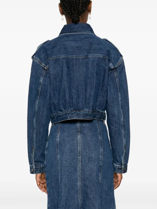 SELF-PORTRAIT クロップド丈デニムジャケット SELF-PORTRAIT デニム クロップドジャケット | NET-A-PORTER