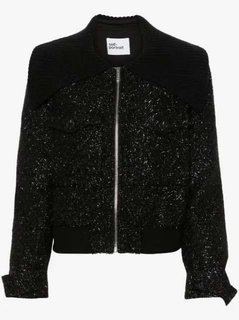 Self-Portrait bouclé bomber jacket