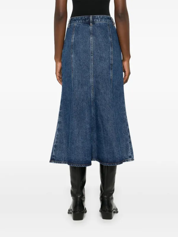 スカート SELF PORTRAIT INDIGO DENIM MIDI SKIRT (PF25808MSKBL BLUE) Self-Portrait Flared Denim Midi Skirt | Blue | FARFETCH