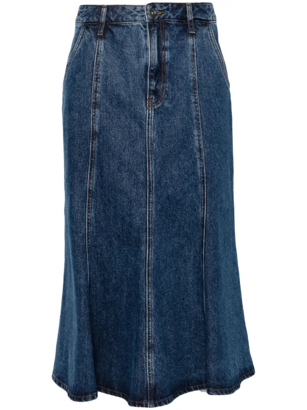スカート SELF PORTRAIT INDIGO DENIM MIDI SKIRT (PF25808MSKBL BLUE) Self-Portrait Flared Denim Midi Skirt | Blue | FARFETCH