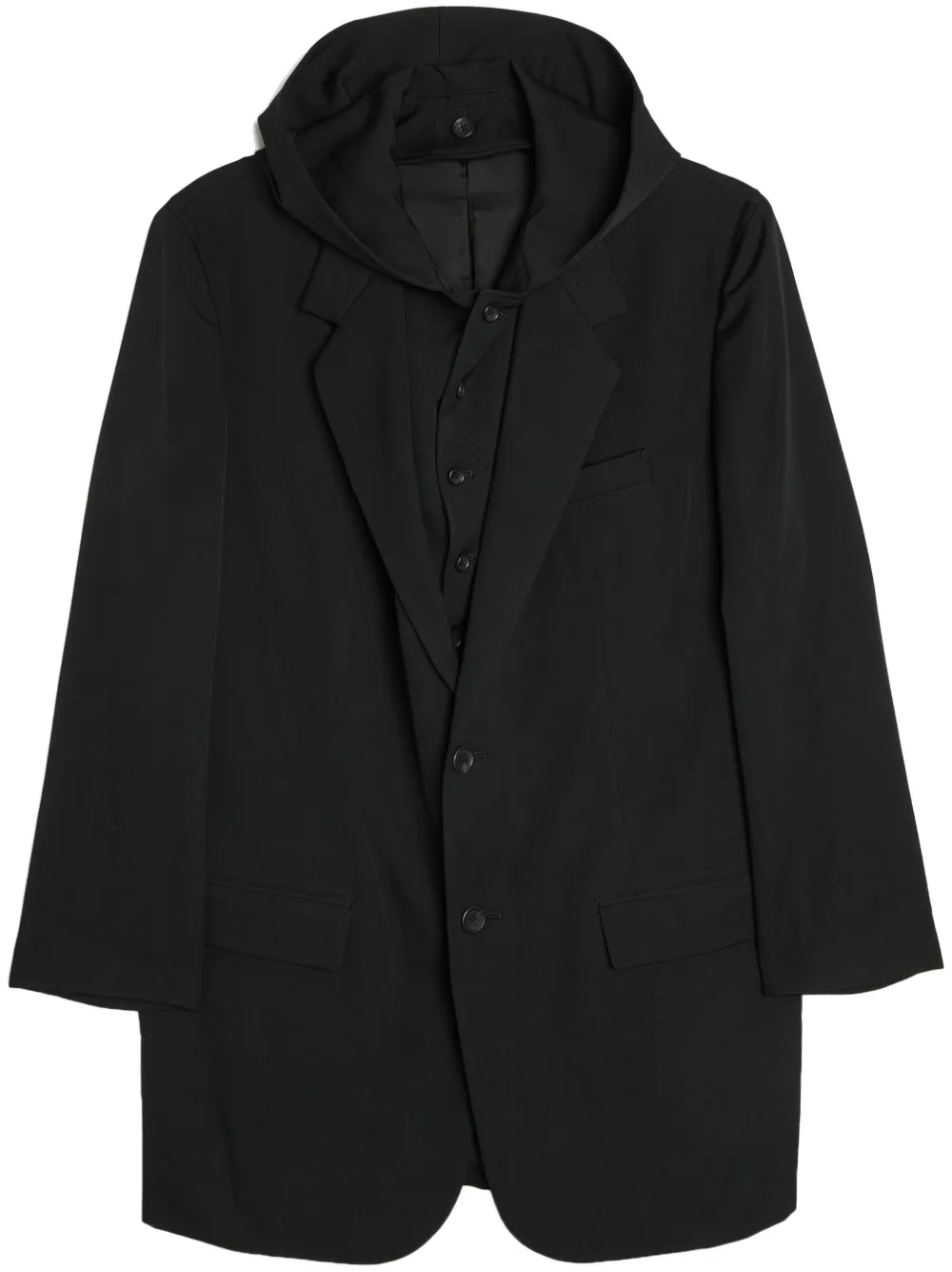 Yohji Yamamoto crease effect hooded jacket - Black