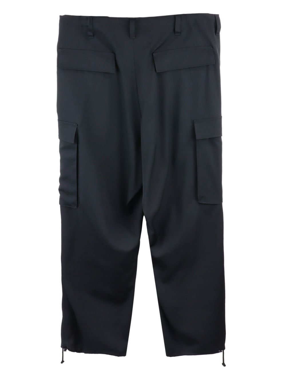 Shop Y's Drawstring Wool Cargo Trousers In Black