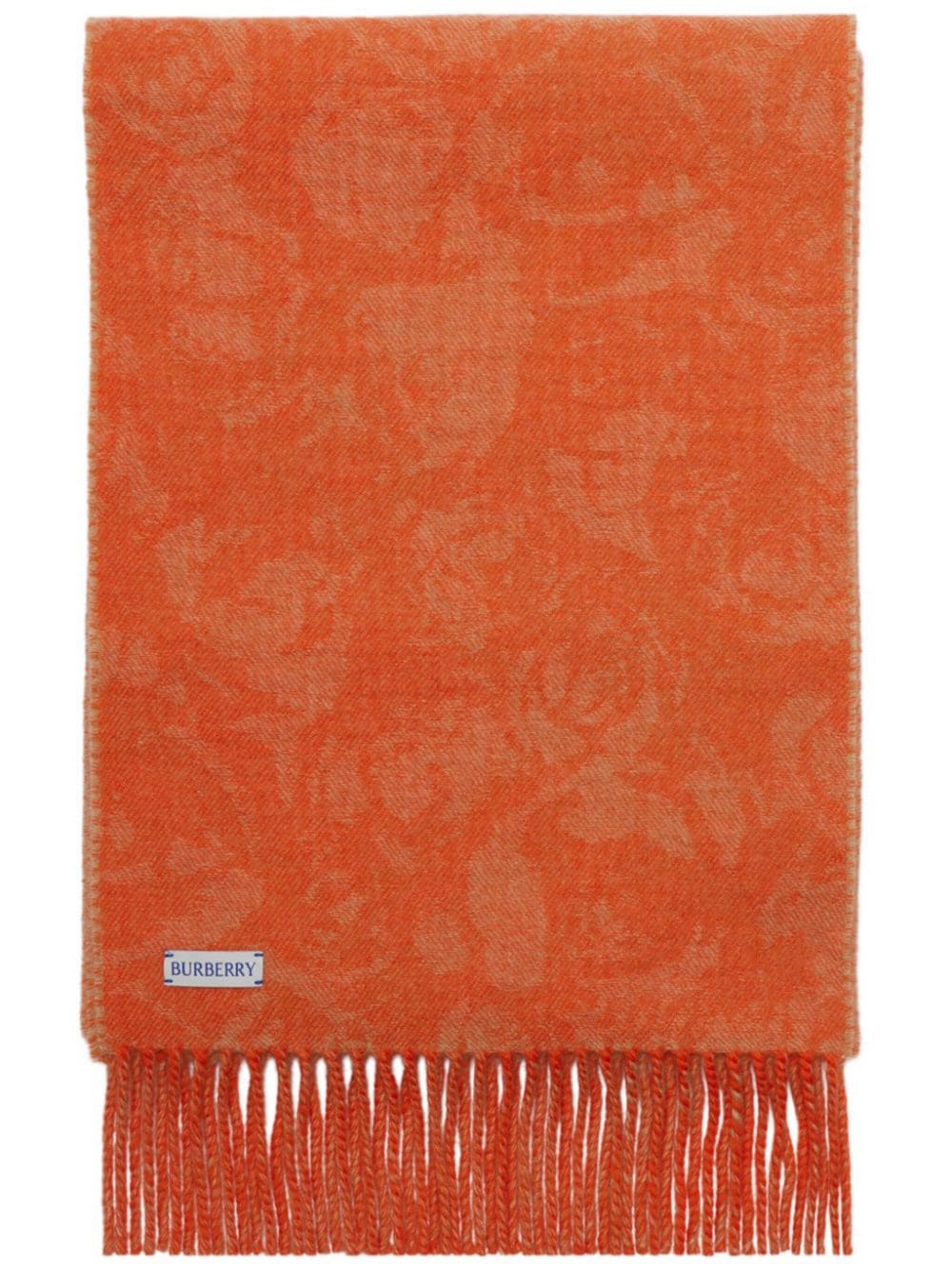 Shop Burberry Reversible Rose Cashmere Scarf In Orange