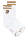 Maison Kitsuné Bold Fox Head ribbed socks - White