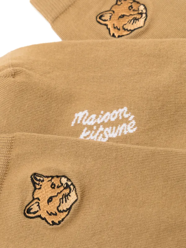 ⭐︎狐⭐︎ Maison Kitsuné Fox-head Socks | Brown | FARFETCH SG