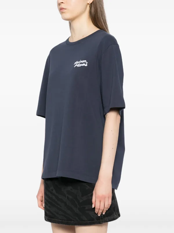 Maison Kitsuné Handwriting Logo T-shirt | Blue | FARFETCH RO