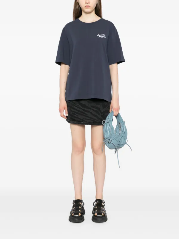 Maison Kitsuné Handwriting Logo T-shirt | Blue | FARFETCH RO
