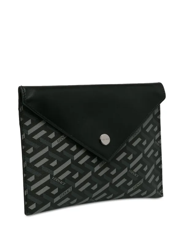 Versace Pre Owned 20th Century La Greca Envelope Clutch Bag Black FARFETCH AZ