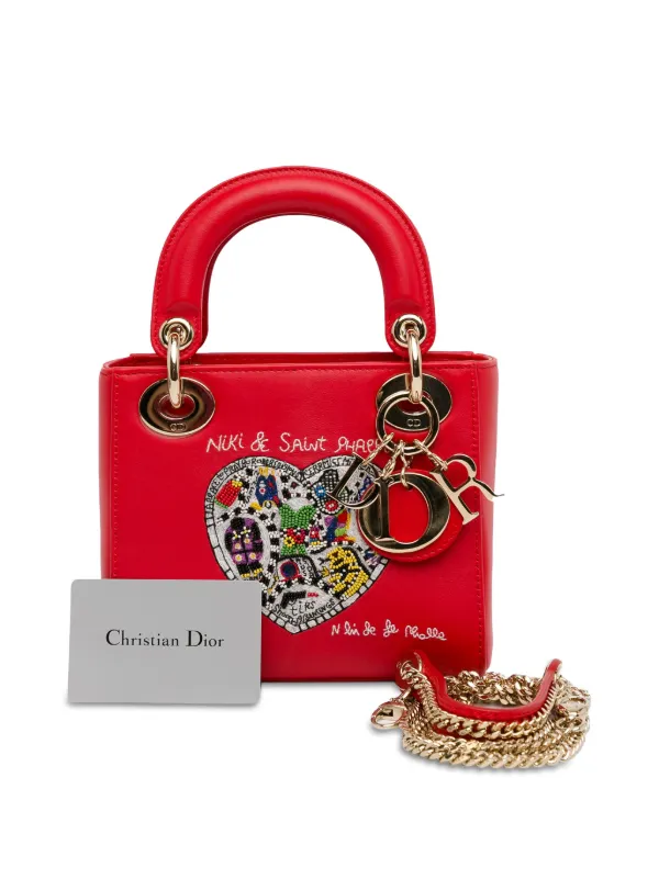 Christian Dior Pre Owned 2018 x Niki De Saint Phalle Mini Lady Dior Satchel Red FARFETCH CA