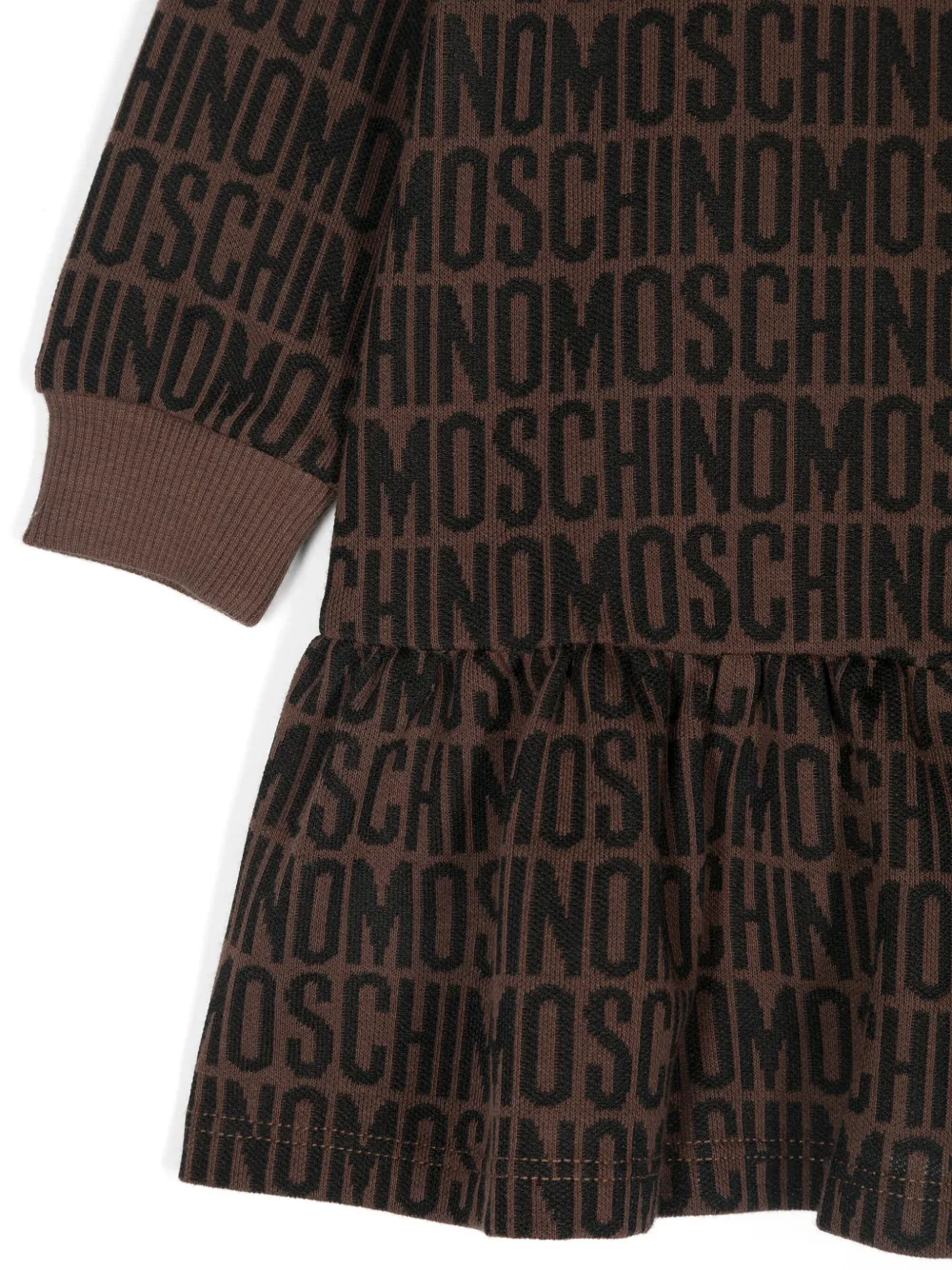 Moschino Kids Jurk met intarsia logo Bruin