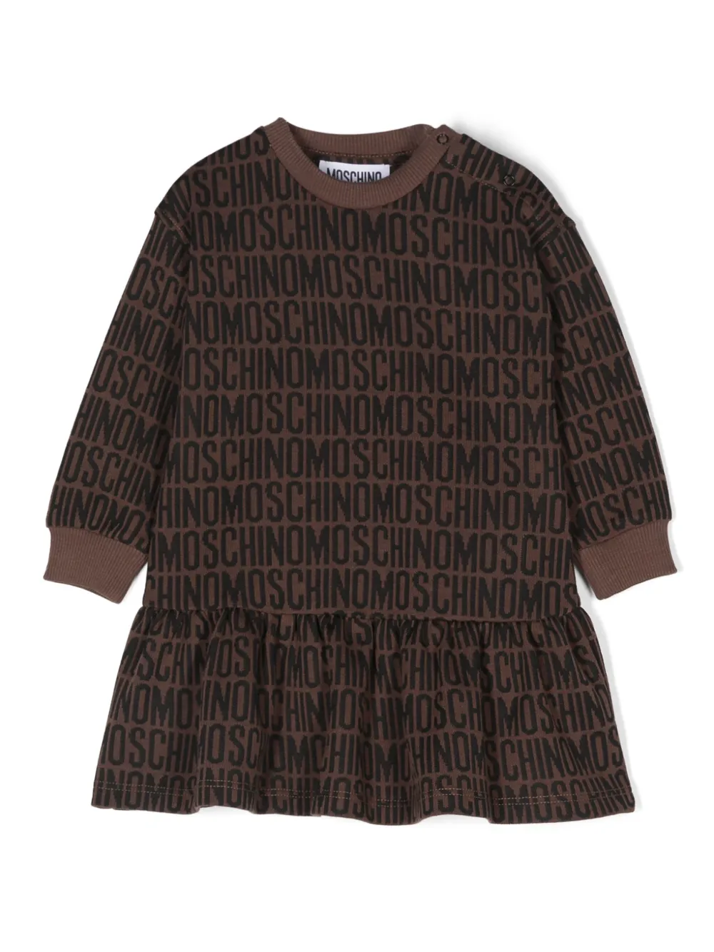 Moschino Kids Jurk met intarsia logo Bruin