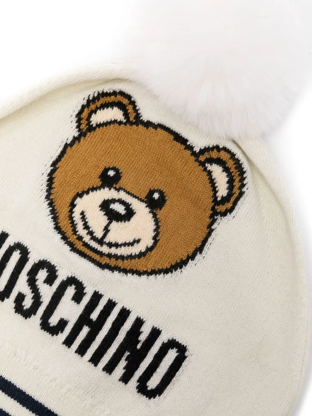 moschinokids Moschino Kids Intarsia muts met logo - Beige