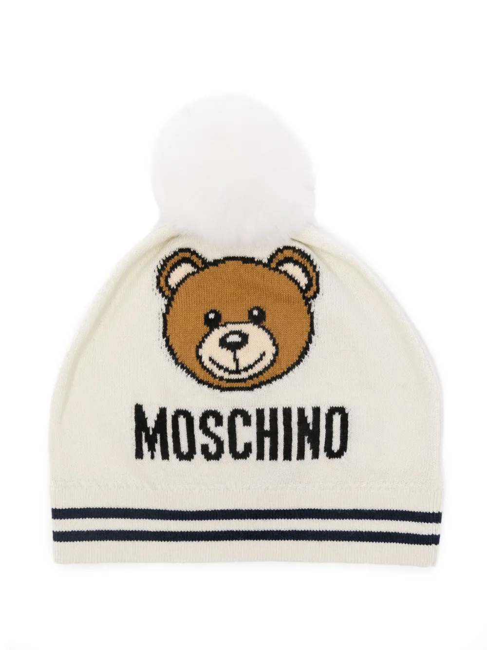 Moschino Kids Intarsia muts met logo Beige