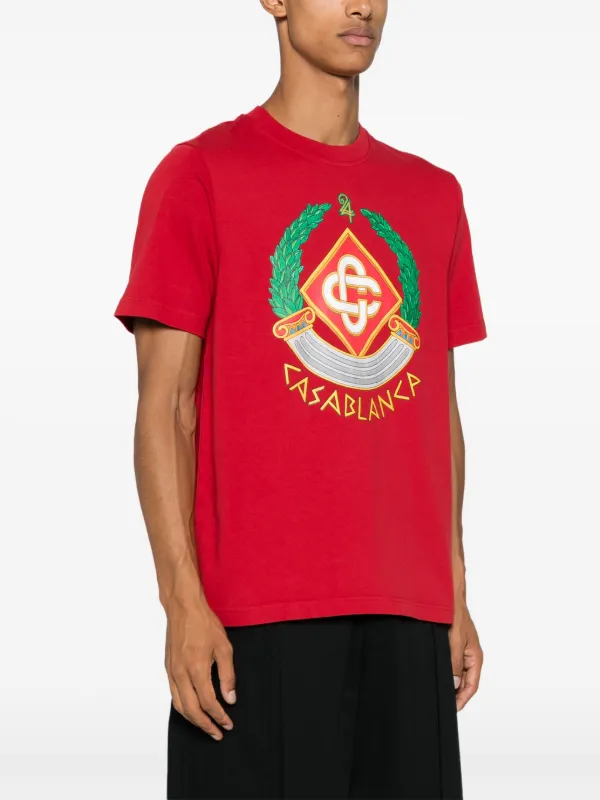 Casablanca Casa Crest T-shirt | Red | FARFETCH Casablanca Casa Crest T-shirt | Red | FARFETCH