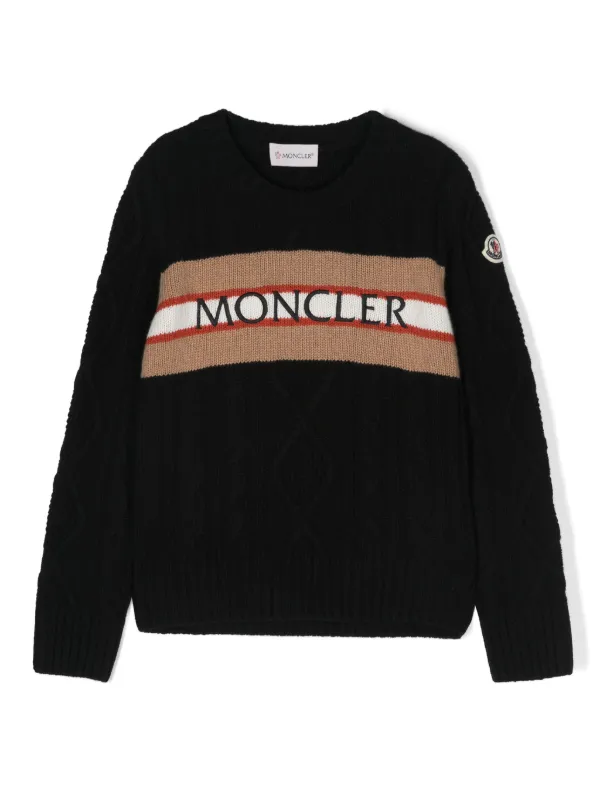 Moncler Enfant logo embroidered Sweater Black FARFETCH HK