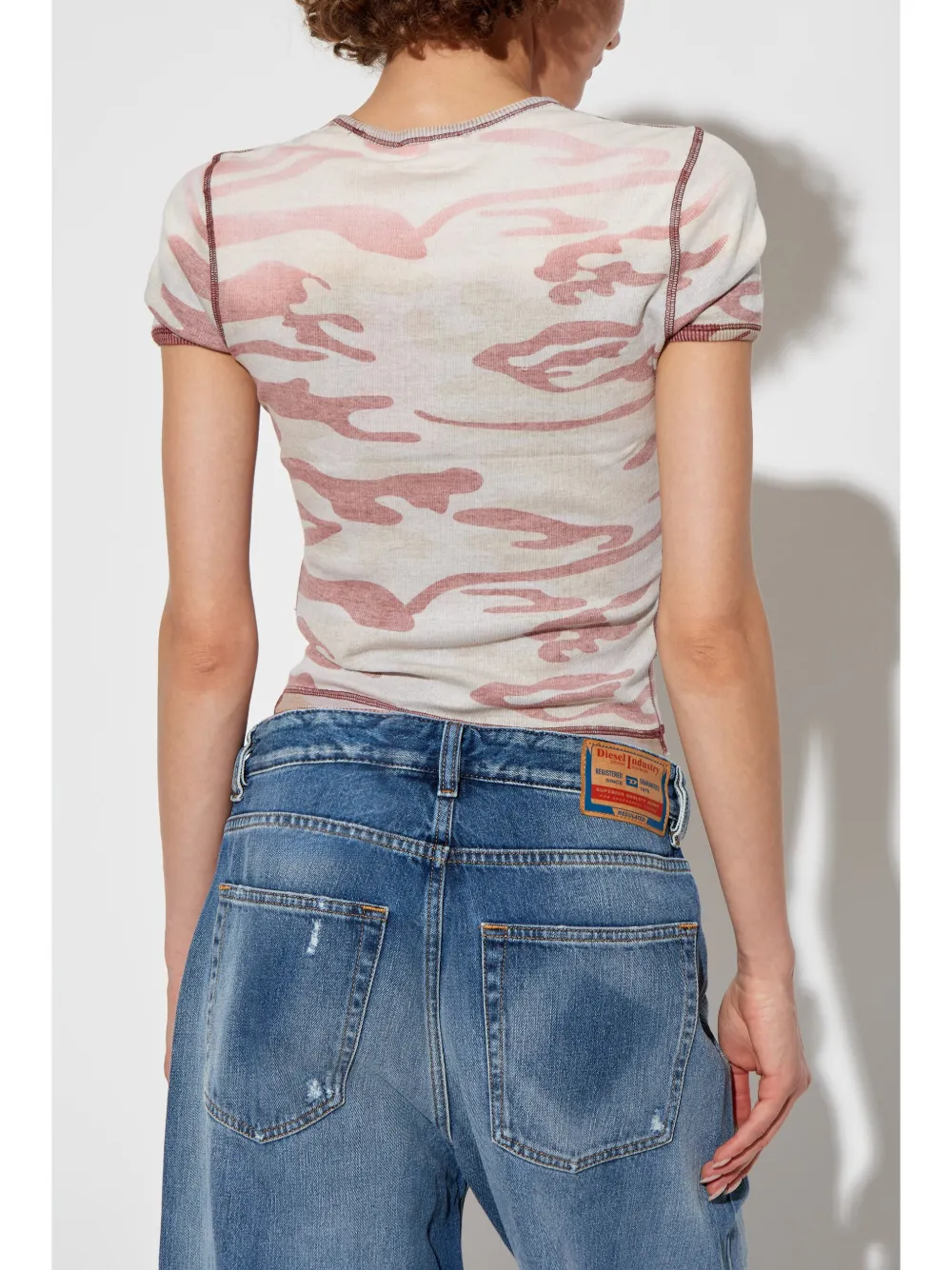 Diesel T-shirt met camouflageprint Rood