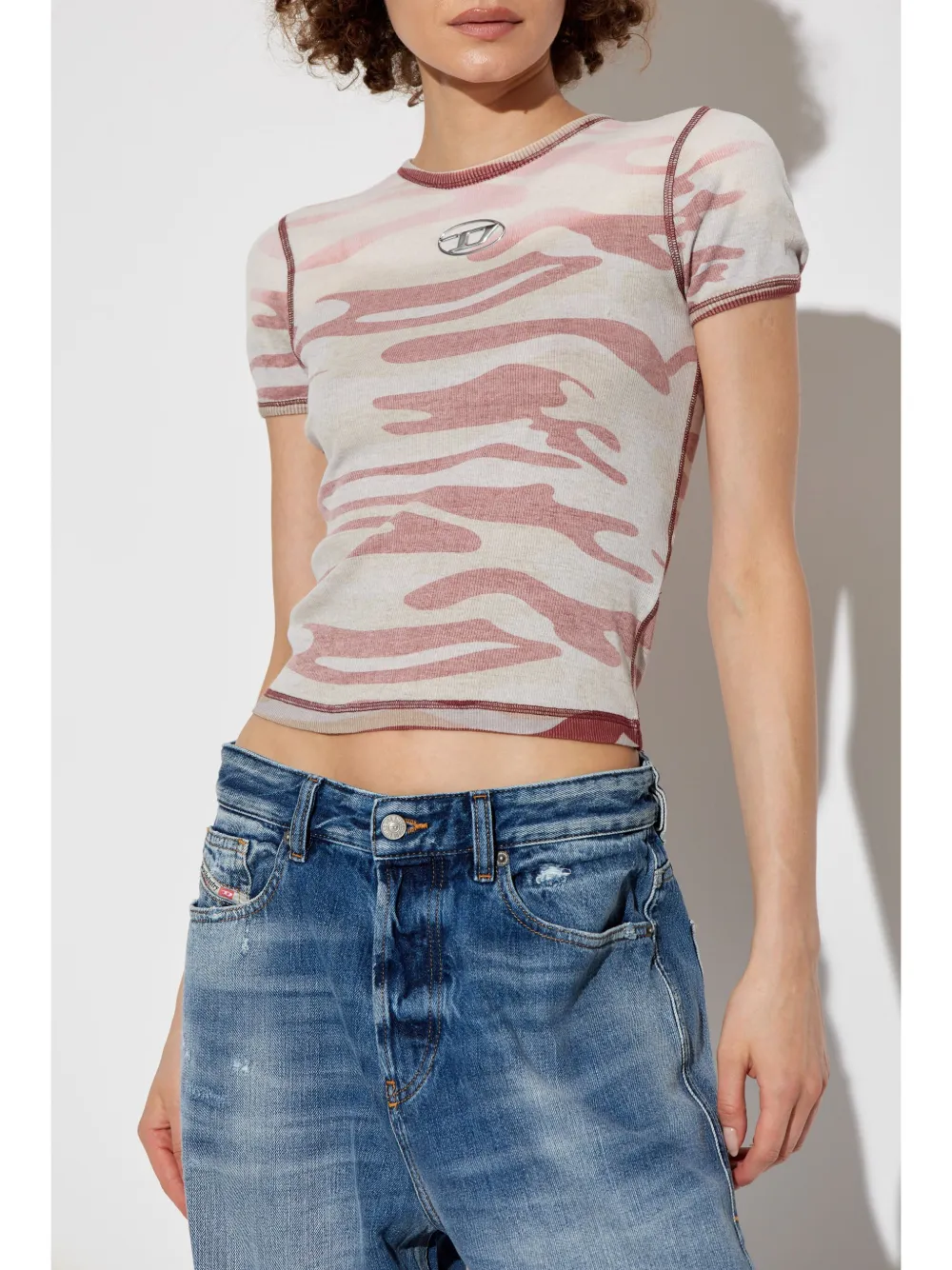 Diesel T-shirt met camouflageprint Rood