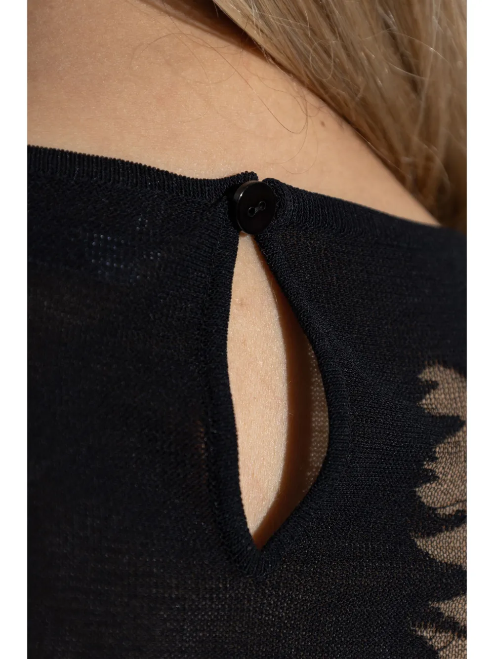 Alexander McQueen Blouse met veren intarsia Zwart