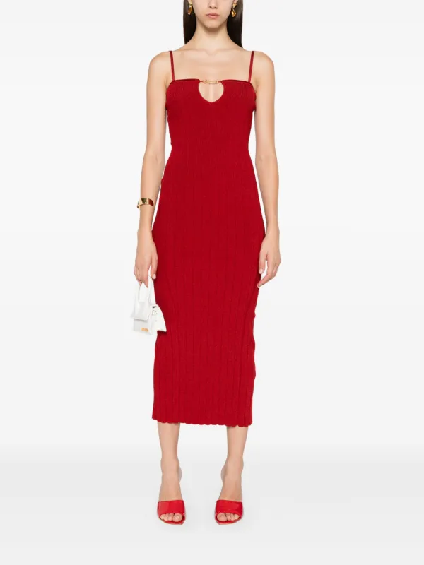 【Jacquemus】 La Robe Sierraミディドレス Jacquemus La Robe Sierra Midi Dress | Red | FARFETCH JO