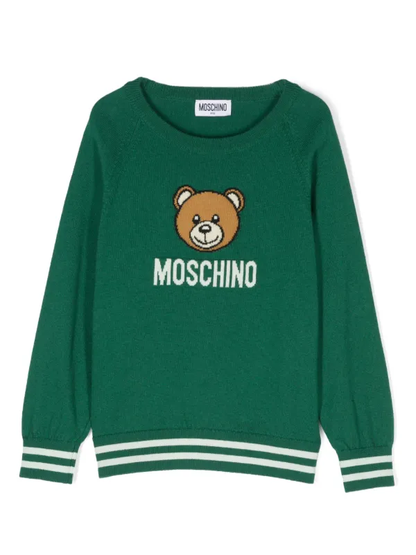 Moschino Kids intarsia-knit Logo Sweatshirt Green FARFETCH IN